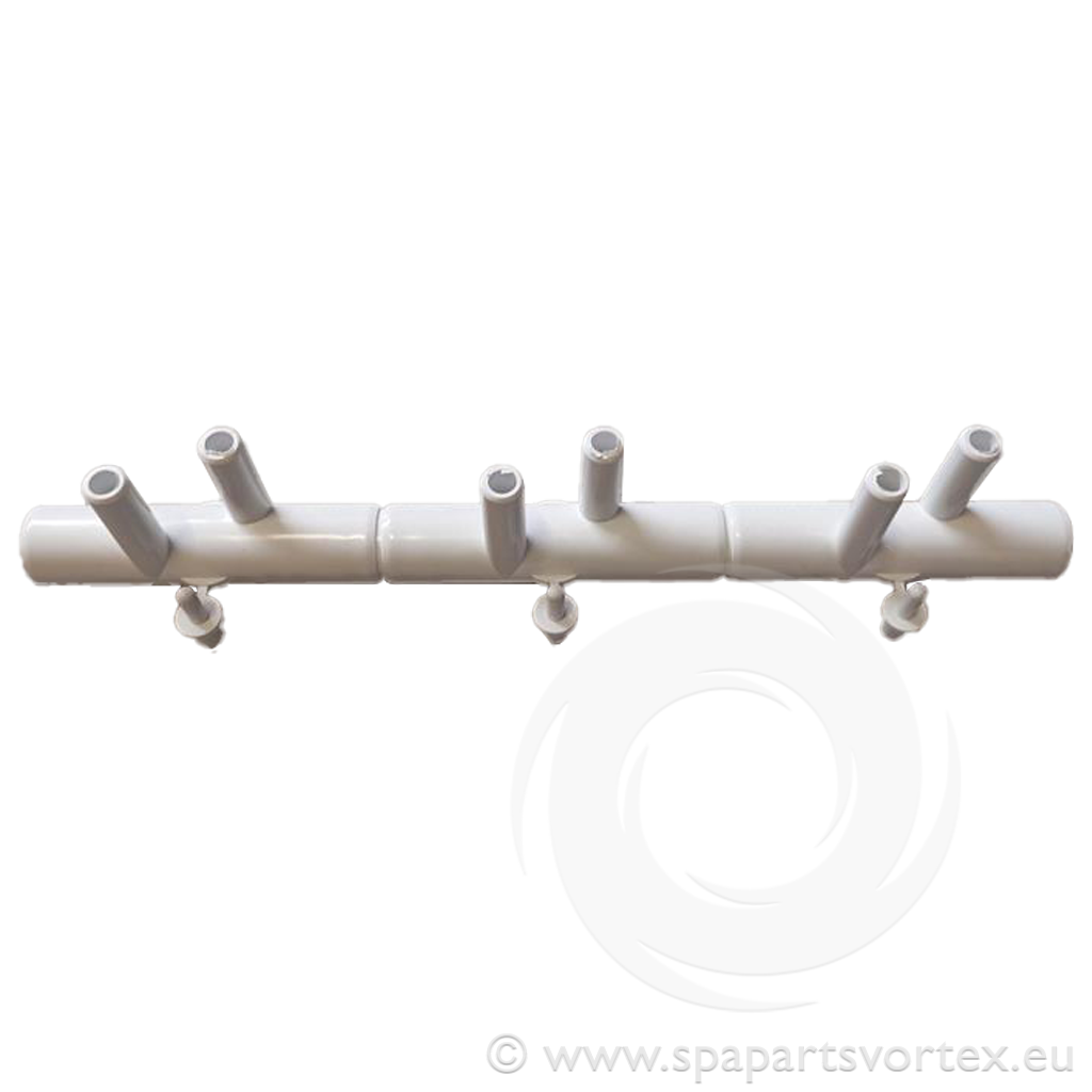 Nourrice 3/4" F cannelées avec 6 sorties biseautées 3/8"