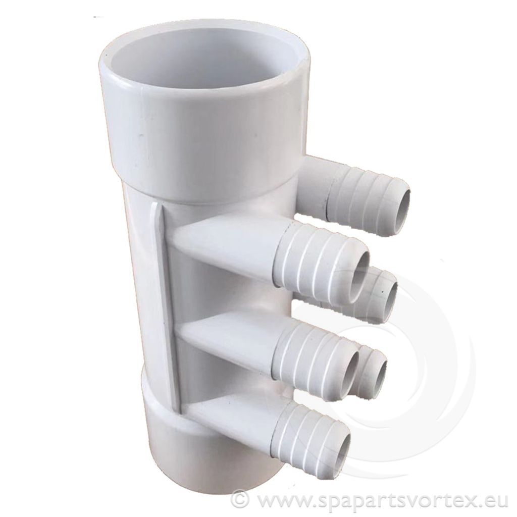 [PL-10245] Water Manifold 2" S x 2" S x 3/4" RB (6 Barb)