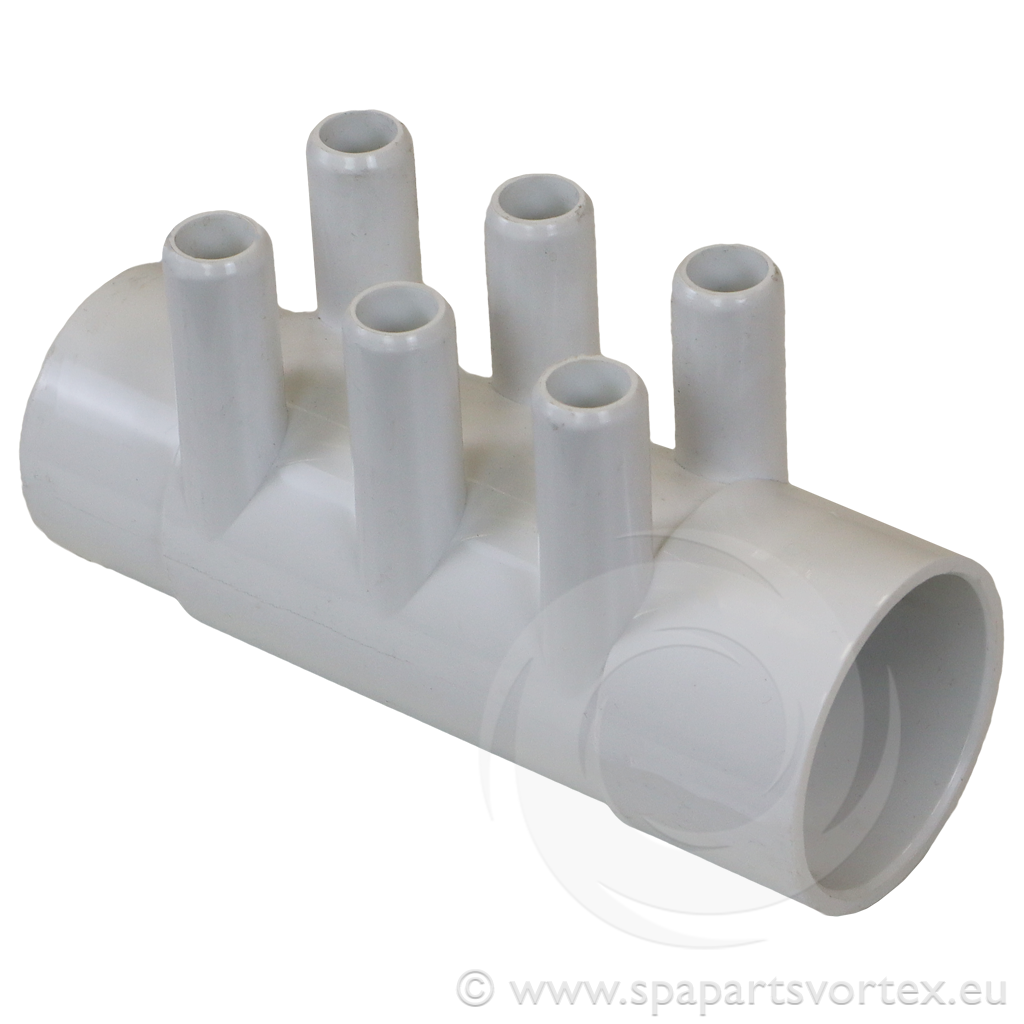 AP Series Water Manifold 2" S x 2" Spg x 3/4" SB (6 Barb)